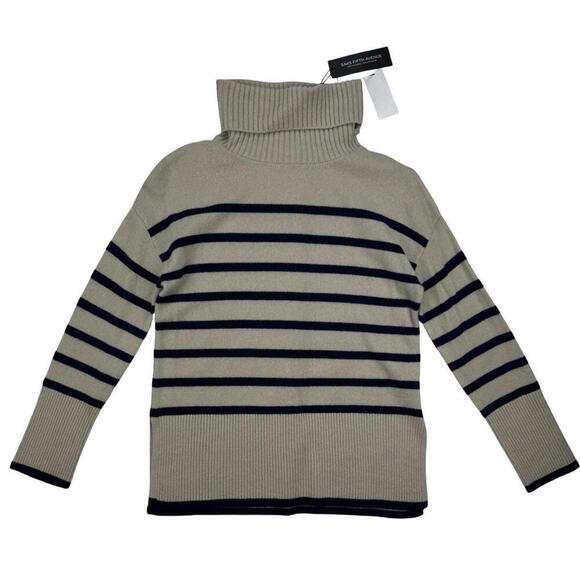 Saks Fifth Avenue Sweaters - Saks Fifth Avenue Cashmere Pullover Turtleneck Sweater Striped Beige Size XS